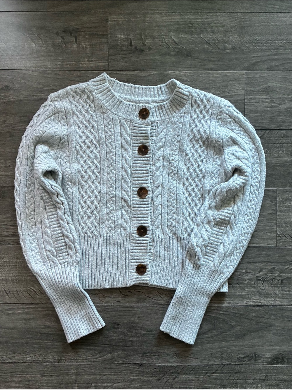 Grey white knit cardigan